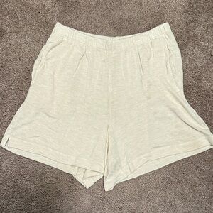 Aerie High Waisted Pajama Boxer Shorts Stretch Oatmeal ribbed